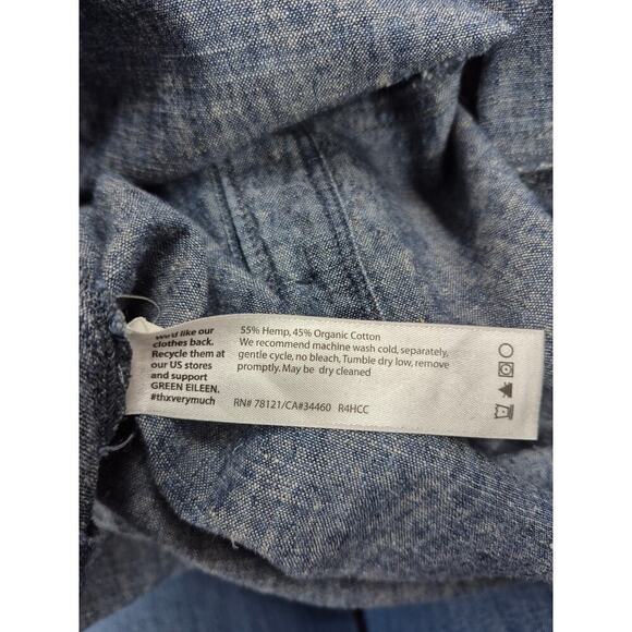 Eileen Fisher Hemp/Cotton Blend Denim Blue Top Tunic Short Dress Sz L - Picture 5 of 5